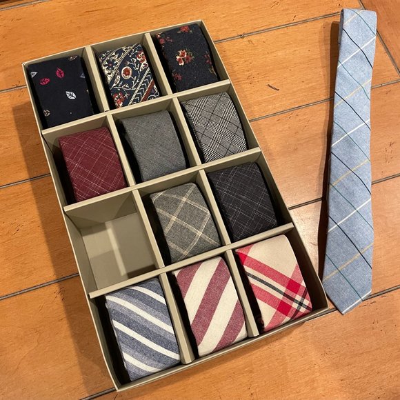 Skinny Tie Madness Assorted Ties - Blue, Red, Gray, Black - Picture 1 of 3